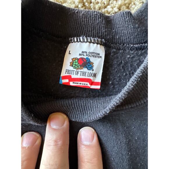 Vintage Washington D.C. Artwork Souvenir USA Made FOTL L Black Crewneck - Picture 2 of 7